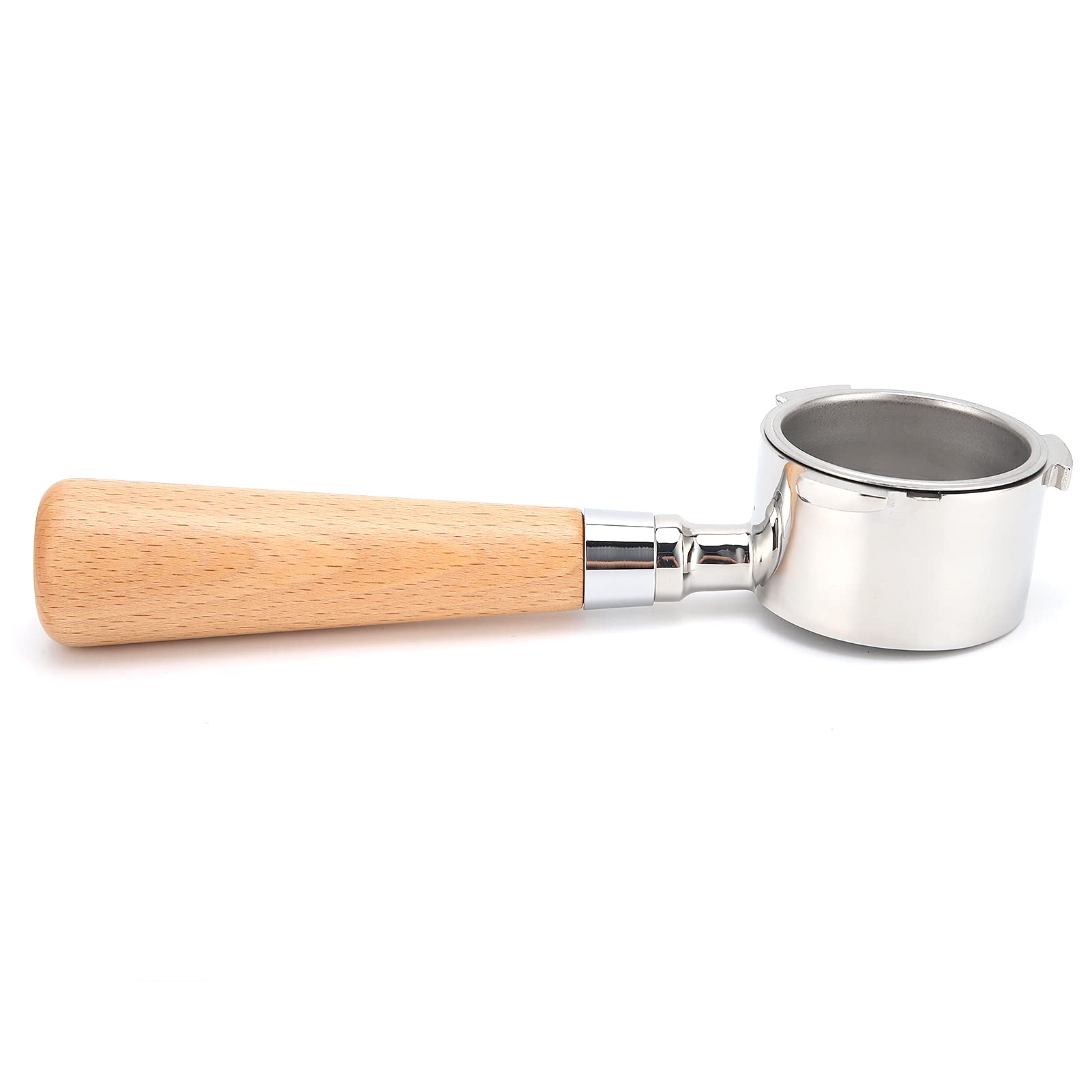 Kolba do kawy bez dna Uchwyt filtra ze stali nierdzewnej Narzędzie do wymiany kosza Ergonomiczny drewniany uchwyt do ekspresu do kawy Domowy barista (Buk 54mm)