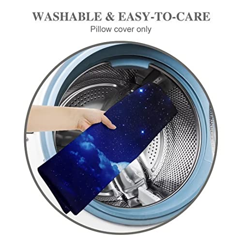 Blue Body Pillow Cover Dark Night Cloud Star Sky Moon Nebula Galaxy Stars Cushion Case Decorative Soft Farmhouse Long Pillowcase With Zipper Rectangle Pillow Cases For Bed,Couch,Home Gift 20"X54" #TOP6