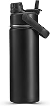 Eadali Sports Water Bottle, 33.8 fl oz (1000 ml), Vacuum Insulated Bottle with Straw & Direct Drink, 2-Way Construction, Cold for 24 Hours, Hot for 12 Hours, Stainless Steel, Leak Proof