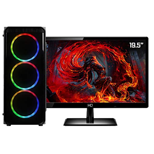 Skill Gaming PC Gamer Completo AMD 6-Core CPU 3.8Ghz 8GB (Placa de vídeo Radeon R5 2GB) SSD 120GB Monitor HDMI LED 19.5, Preto, Média, 40471