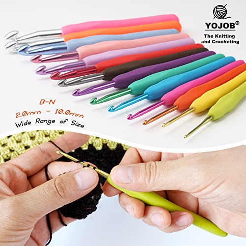 Image of YOJOB 2Pack Size B / 2mm, C / 2.5mm Crochet Hooks, Super Smooth & Ergonomic for Beginner and Advanced (2.0mm, 2.5mm)