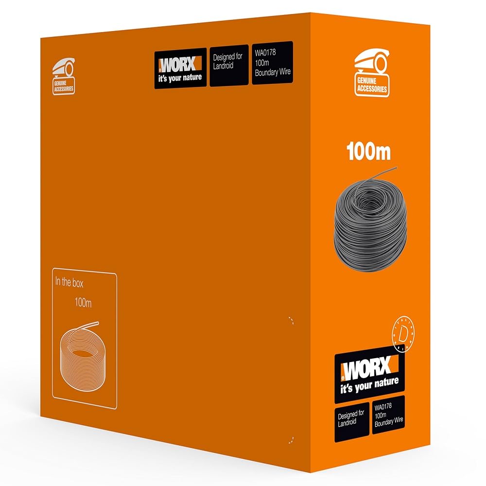 WORX WA0178 Filo perimetrale, lunghezza 100 mt. per Robot rasaerba Landroid,colore nero