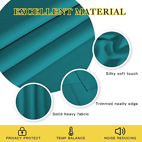 NICETOWN Sliding Door Window Treatment Blackout Patio Door Curtain Panels, Privacy Thermal Drapes for Bedroom Living Room Department with Grommet Top (Peacock Teal, W66 x L110)