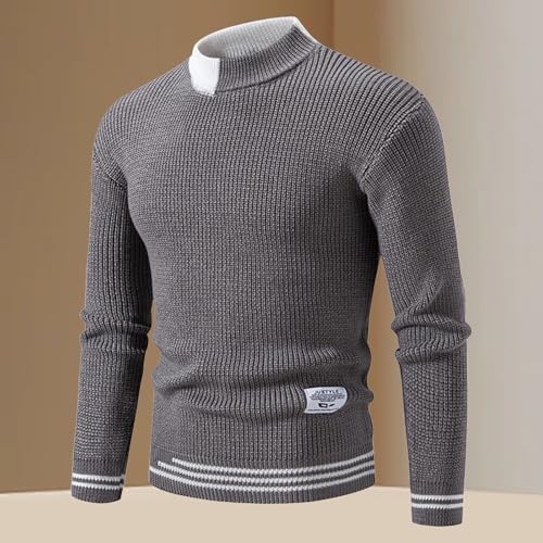 Basic Knit Sweater Men Long Sleeve Mock Neck Sweaters Casual Warm Basic Sweater Fall and Winter2