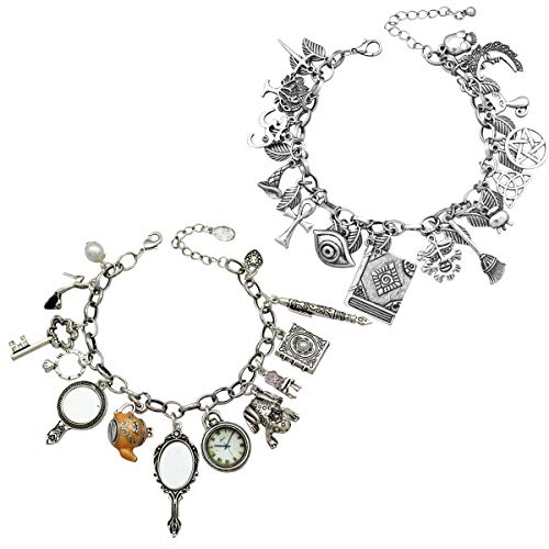 RechicGu Vintage 2pcs Fairy Tale Movie Lucky Myth Charms Friendship Cuff Bangle Bracelet Wicca Gift