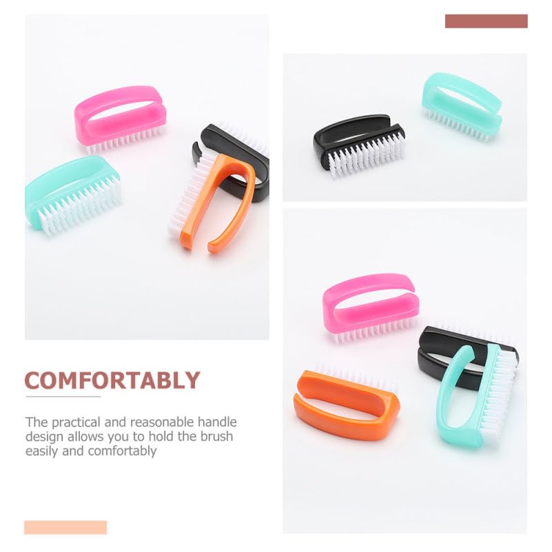 Frcolor 4Pcs Nail Cleaning Brush Set with Soft Bristles for Fingernail Dust Removal Manicure Nail Brush Cleaner for Home and Salon Use