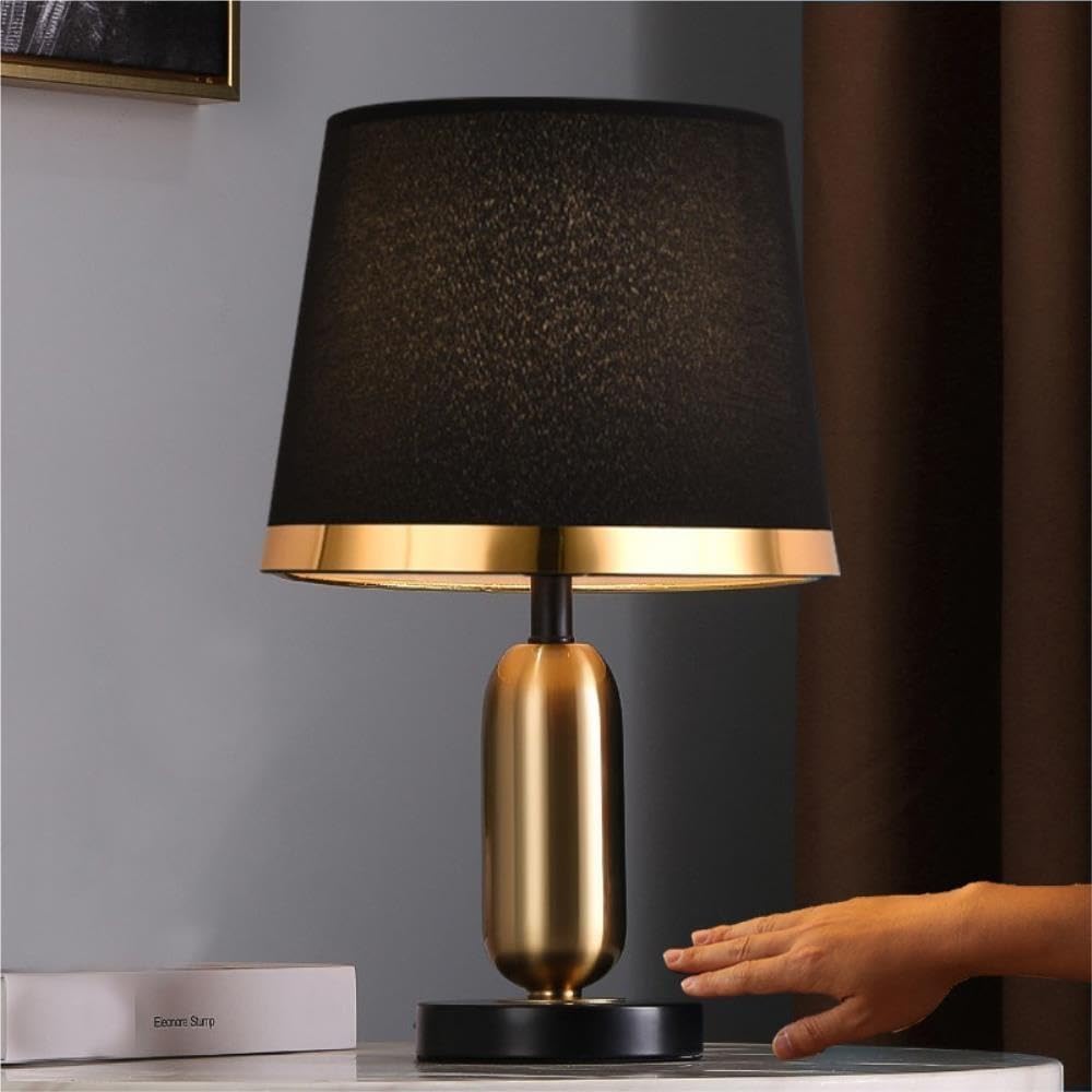 Lampada vintage europea, luce notturna ambientale sul comodino | Vintage europeo, base in metallo, paralume in tessuto, dimmerabile, luce notturna(White)