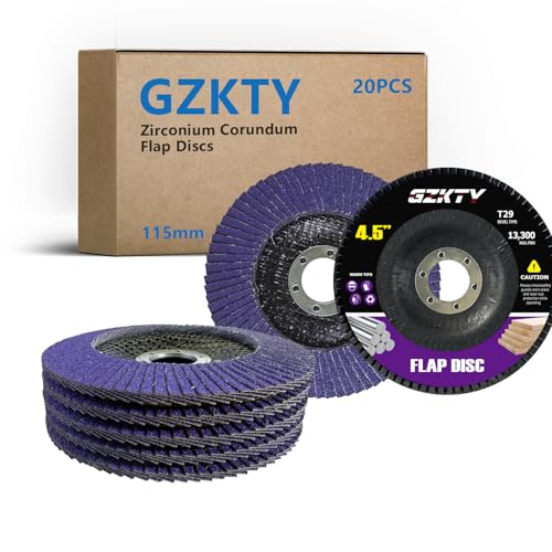 20 Pack 115mm Flap Discs 40/60/80/120 Grit T29 Zirconium Corundum Angle Grinder Discs Abrasive Sanding Grinding Discs for Metal/Stainless Steel/Wood Professional Angle Grinder Accessories