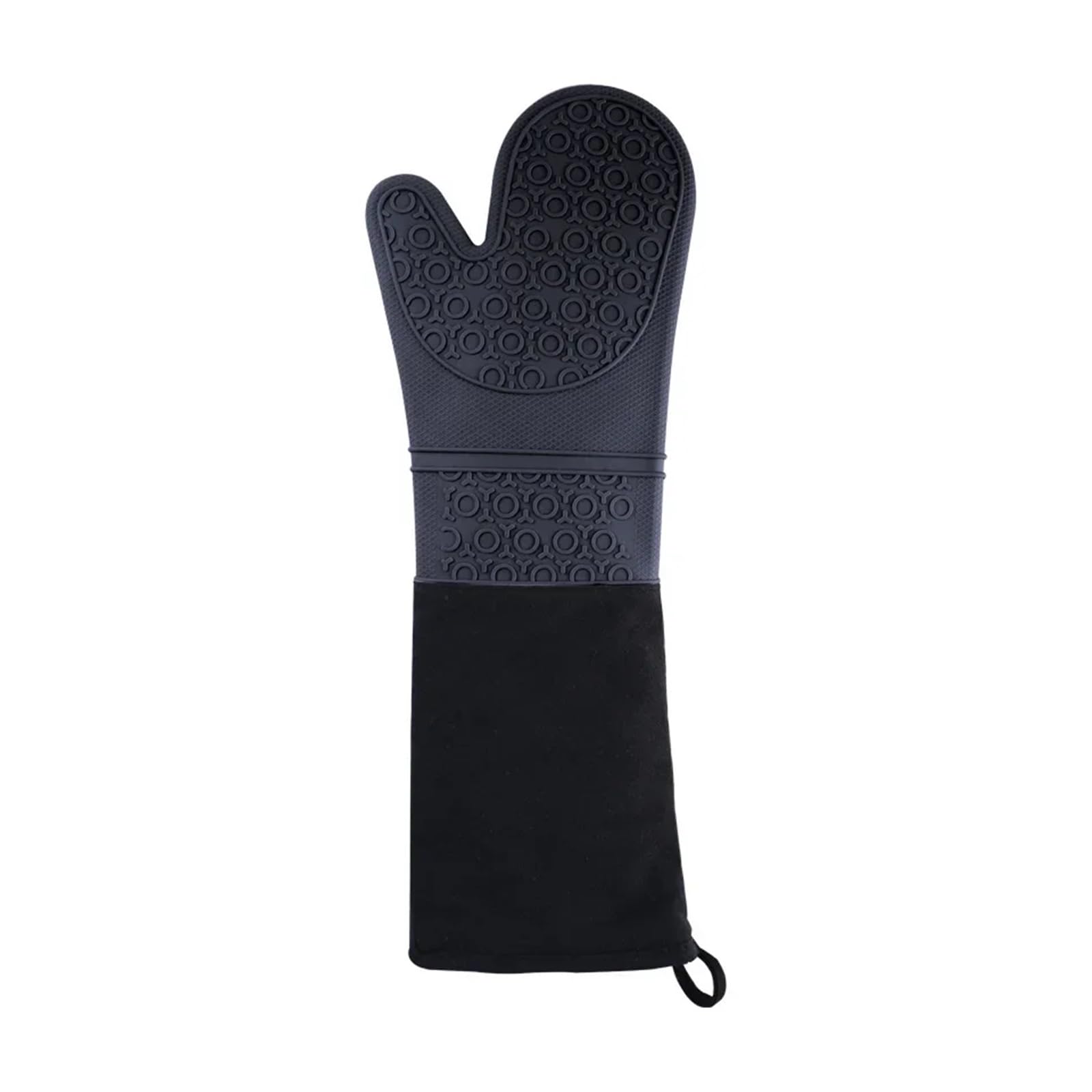 Oven Gloves Extended Silicone Gloves Oven Mitt Double Layer Heat Resistant Microwave Mitts Non-Slip Pot Holder BBQ Baking(1Pcs Black)