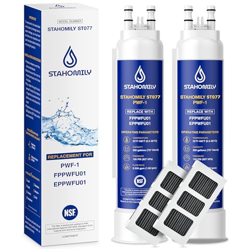 PWF-1 FPPWFU01 Water Filter Replacement for Frigidaire PurePour PWF-1 FPPWFU01 and PureAir Ultra II PAULTRA2 Air Filter Combo2+2