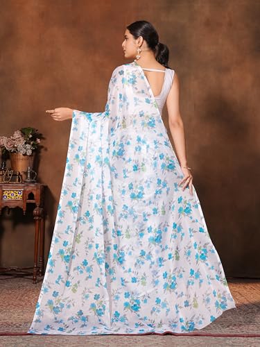Image of Garden Vareli Floral Print Chiffon Saree