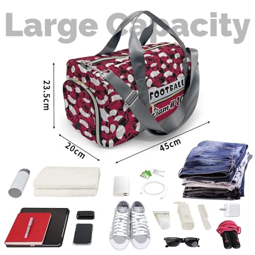 Gym Bags Custom Red Black Grey Rugby Duffel Bag with Name Adjustable Shoulder Strap Travel Bag for Teens4