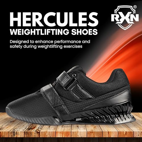 Image of RXN Hercules Weightlifting Shoes for Men and Women - Weight Lifting Shoes for Powerlifting, Deadlifting & Crossfit - Strap and Lace-Up Gym Shoes - Non-Slip Olympic Lifting Shoes