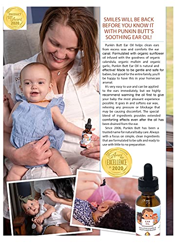 Punkin Butt Baby Ear Oil For Discomfort Relief | Organic Garlic, Mullein, Calendula Ear Drops Safe For Infants (1 Oz) #TOP4