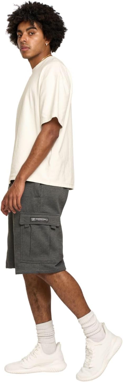 G-Style USA Men's Solid Fleece Heavyweight Cargo Shorts