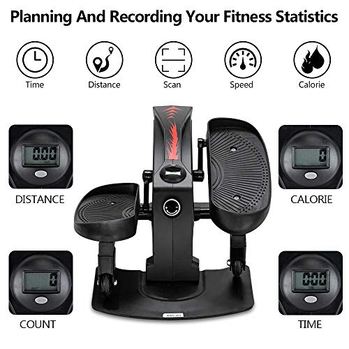 SSLine Elliptical Machines for Home Office Use Under Desk/Stand up Elliptical Trainer with LCD Monitor Mini Exercise Bike Compact Strider Foot Leg Pedal Exerciser Stepper for Small Space