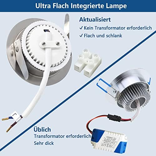 HiBay 6X 5W LED Downlights Ceiling IP44 Bathroom Recessed Spot Lights Brushed Chrome Ultra Slim Flush Downlight Cool White 6000K 240V Non-dimmable