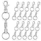 EEEKit 10 Stück Schnellverschluss Schlüsselanhänger, Abnehmbarer Schnellverschluss Schlüsselanhänger mit 2 Schlüsselringen, Schnappverschlusshalter Schlüsselring für Frauen, Männer, Kinder