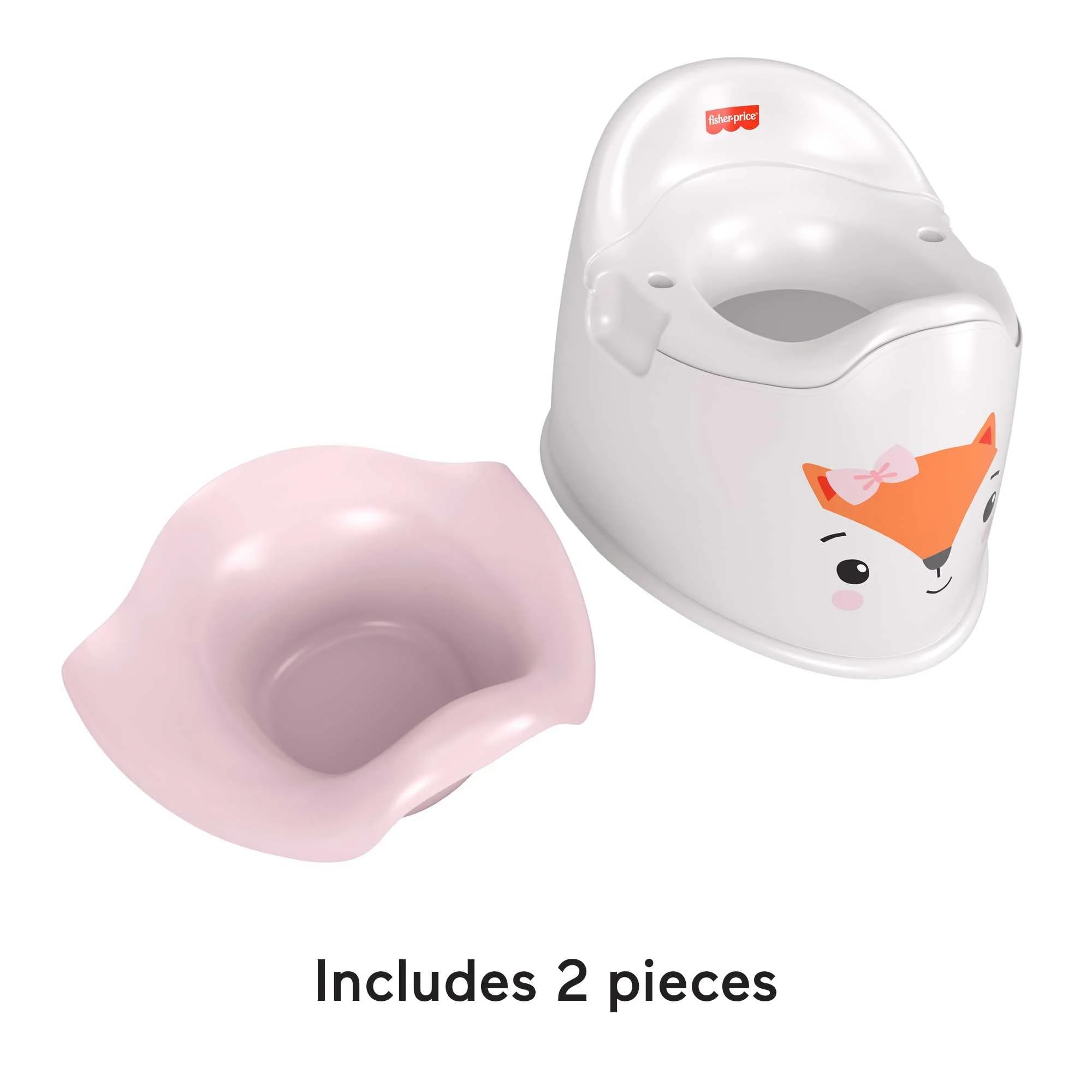 Fisher-Price Friendly Fox Töpfchen Kleinkind Toilettentraining Stuhl mit abnehmbarer Schale, 2 Stück