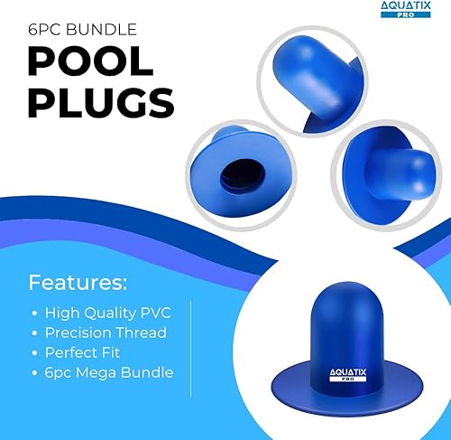 Miniatura 2 de Aquatix Pro 6 tapones de orificio para bomba de piscina, para piscinas sobre el suelo Intex, Bestway, Coleman y Summer Escape, tapones de pared de