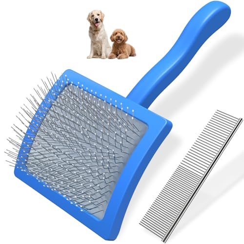 2PCS Slicker Brush for Dogs & Pet Comb,Professional Dog Grooming