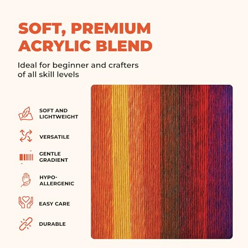 Image of Mary Maxim Prism Yarn, Acrylic Multicolor DK Yarn, 290 Yards, Sunset | Ombre Yarn, 3 Weight, Machine Wash, For Knitting and Crochet, Create Baby Items, Blankets, Afghans, Clothing Variegated Yarn