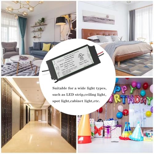 Image of 60W 12V Dimmable LED Driver, Triac /Phase /ELV /MLV Dimmable Power Supply, Compatible with Lutron and Leviton Dimmer, AC to DC Transformer for LED Light,UL Listed, Class 2