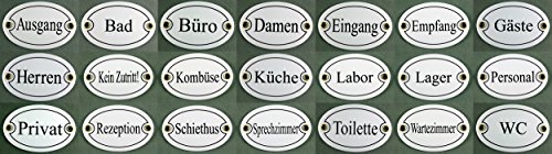 Emaille Türschild Bad weiß oval 7x10 cm Schild Emailleschild Metallschild Blechschild