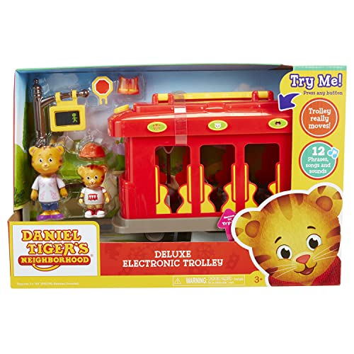 Daniel Tiger's Neighborhood Deluxe Electronic Trolley Vehicle With 2 Songs, 12 Phrases, Sounds & Light! Daniel & Mom Tiger Figures Included, For Ages 3+ #TOP5