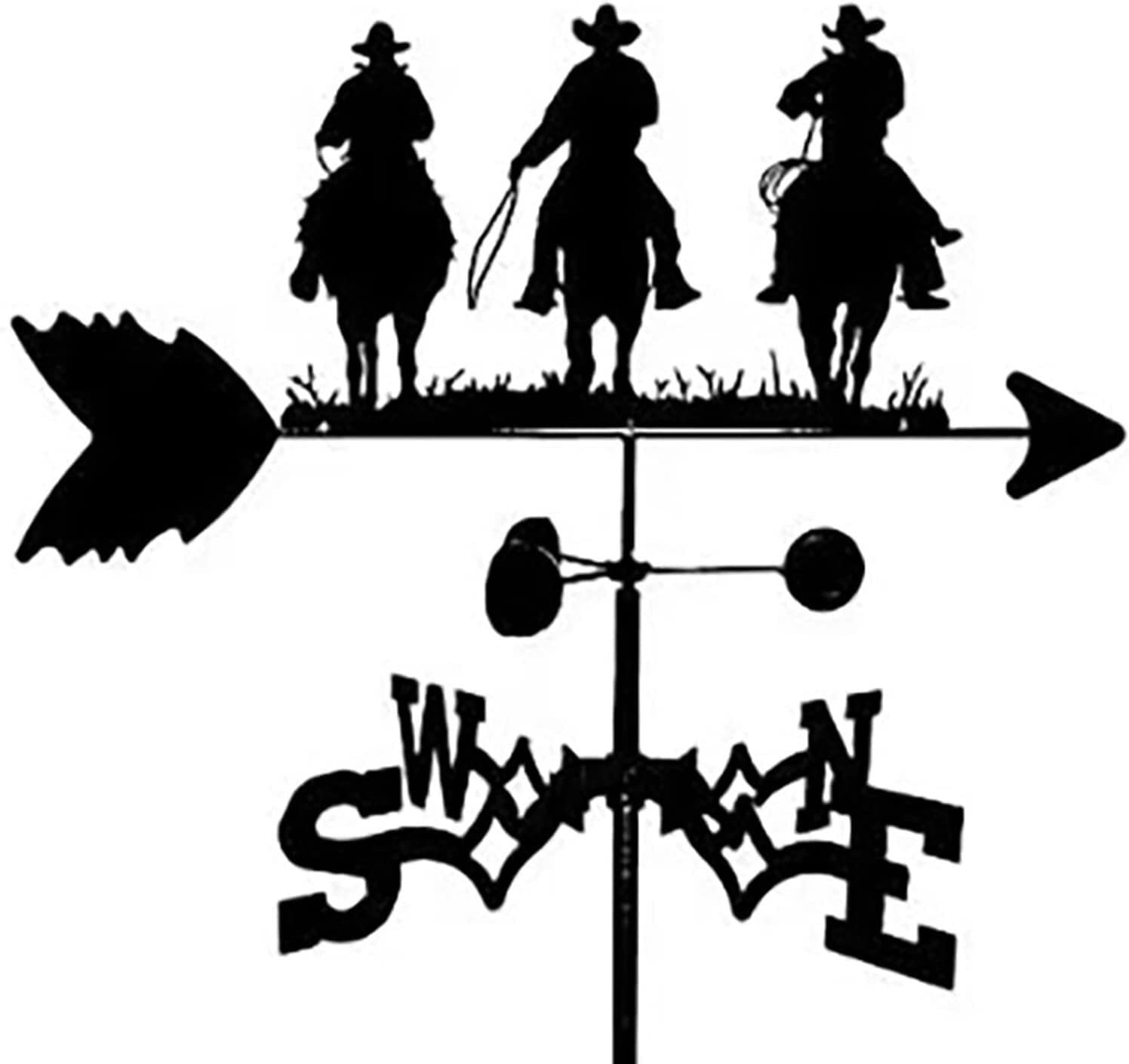 WIQUYBML Garden Wind Vanes Weather Vane Rooftop Outdoor Decoration Direction Indicator for Decoration/Three Cowboys/55Cn*33Cm