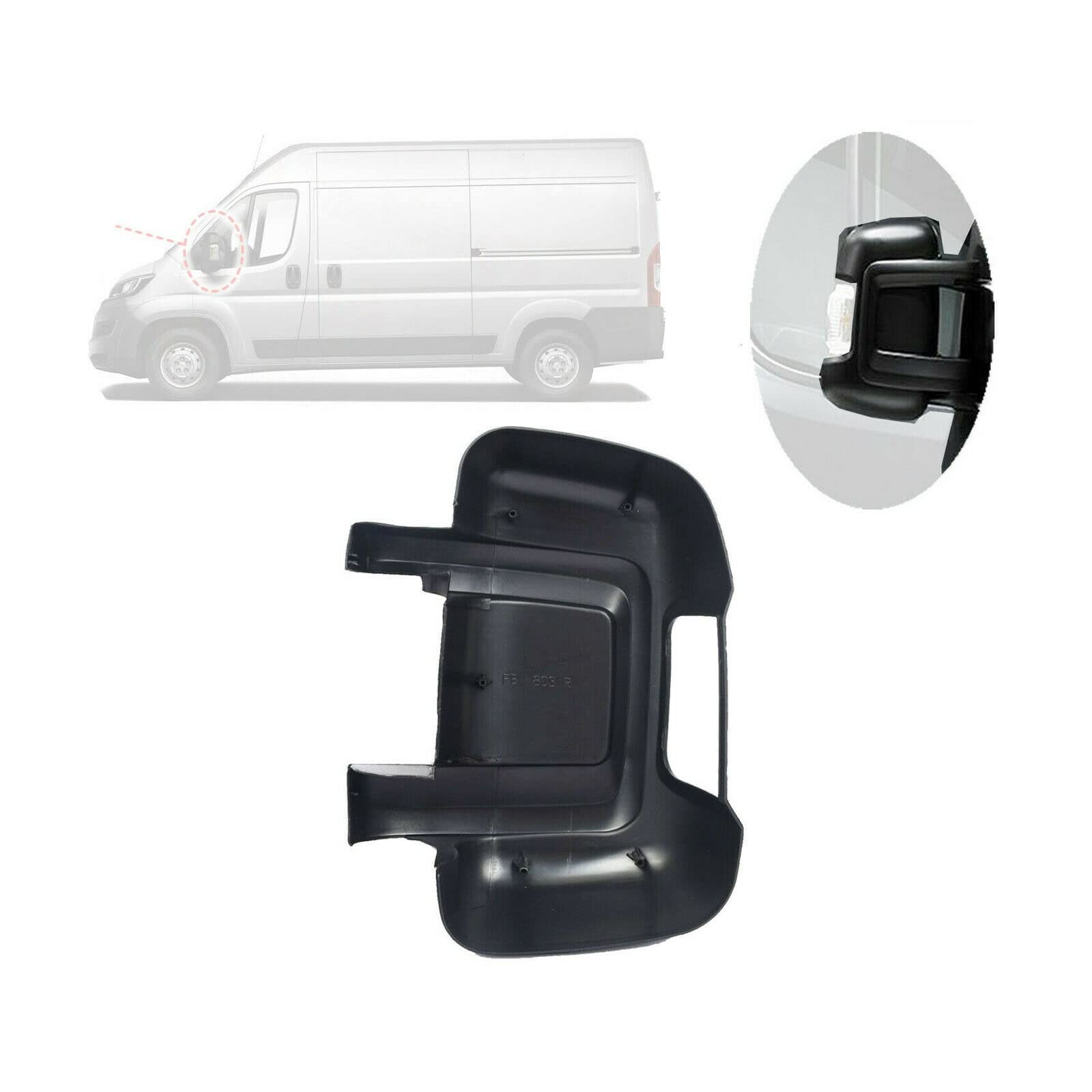 Zestaw osłon lusterka na drzwi z lewej i prawej strony do Fiata Ducato Peugeot Boxer Jumper Relay 6325.H1, 71748253, 71748252, 6325.H0, 735424438, 8156.77, 8156.78