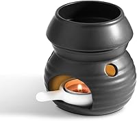ComSaf Ceramic Essential Oil Burner Wax Melt Warmer with Spoon - Aromatherapy Diffuser Tealight Holder for Spa Home Decor Black