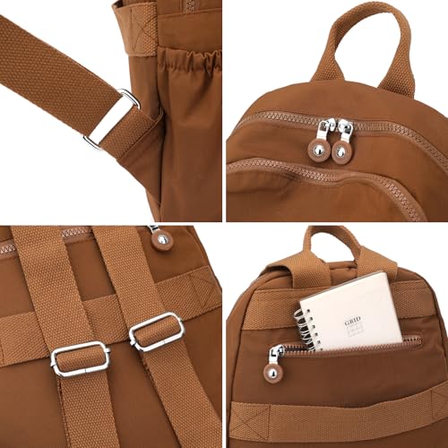 Image of Tanweibago Mini Nylon Women Backpacks,11L Small Ladies backpacks Casual Lightweight Women Shopping Travel Daypack (Light Brown)