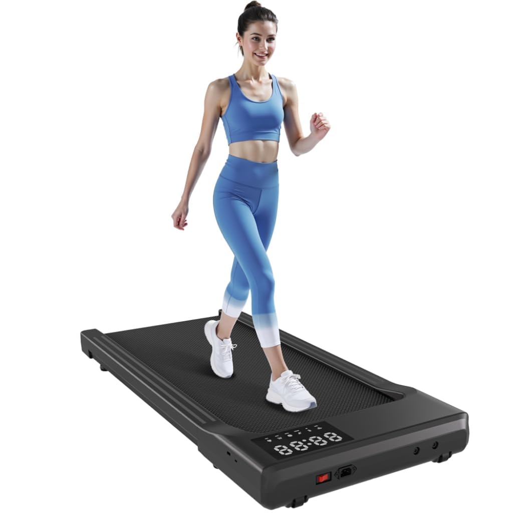 DeerRun 2025 Upgrade Walking Pad, Smart Under Desk Treadmill for Home Office, Treadmills with APP and Remote Control, LED Display, 2.5 HP Quiet Walking Jogging Machine, 300 lbs Capacity