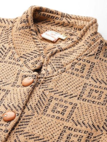 Image of Aarika Womens Winter Wear Lemon Colour Abstract Woolen Cardigan