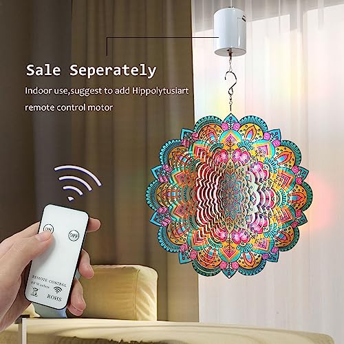 Image of Aoedelyart Wind Spinners Outdoor Mandala Lucky Star,Laser Cut Metal Kinetic Art Wind Spinner Gift for Christmas,12In Stainless Steel Hanging Yard&Garden 3D Wind Sculpture Decorations Indoor Spinners