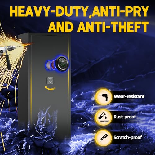 Image of 12-15 Large Gun Safe for Rifles and Pistols, Gun Cabinets for rifles and shotguns with Digital Keypad and Alarm Mode, Easy Assembly Rifle Safe for Home, Internal Lockable Box & Removable Shelves