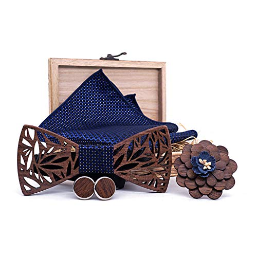 Fityle Gravata Borboleta Formal Masculina Gravata Borboleta De Madeira Abotoaduras Corsage Hankie Se