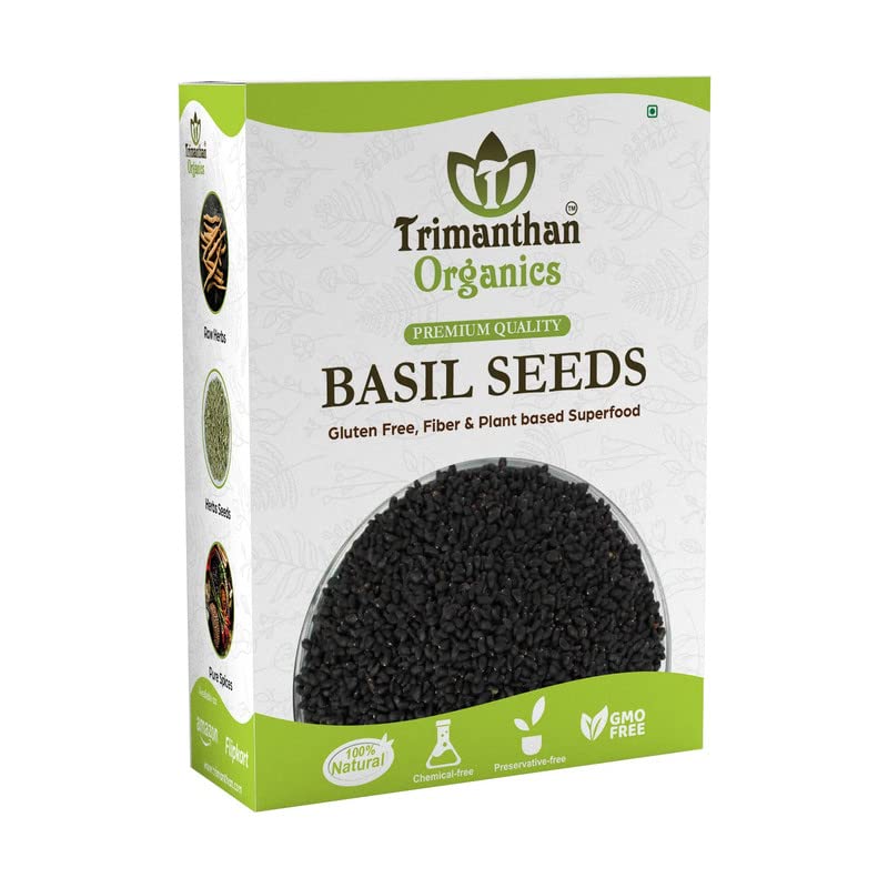 Trimanthan Organics Basil Seeds, Tukmariya Seeds, Sabja Seeds | Falooda Seeds use for Natural Weight Loss – 250 GM