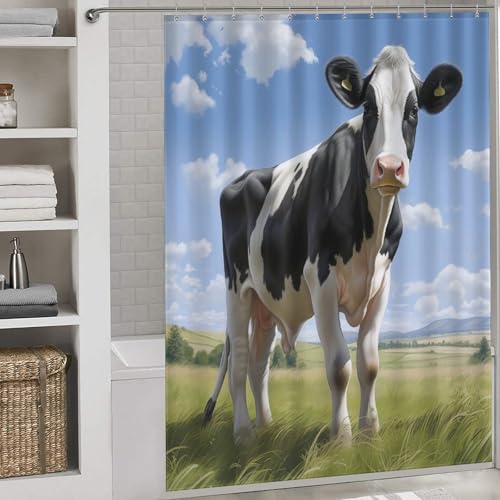 Rideau de douche tissu polyester vache 168x183cm lavable