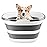 28L Large Collapsible Mop Bucket with Handle for Cleaning, Silicone Portable Pet Bathtub for Puppy Small Dogs Cats, Foldable Laundry Basket Hamper Clothes Storage Bin Space Saving Design for RV Home