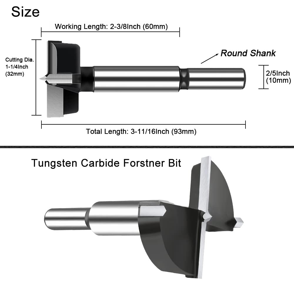 NICAVKIT 1-1/4 Inch Carbide Forstner Drill Bit - Image 2