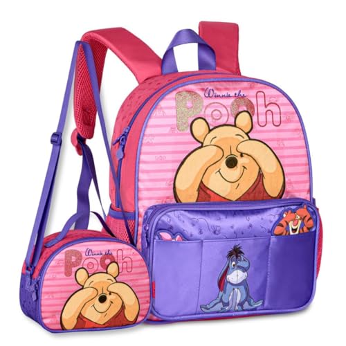 Kit Mochila Costas com Lancheira Térmica Escolar Infantil Ursinho Pooh