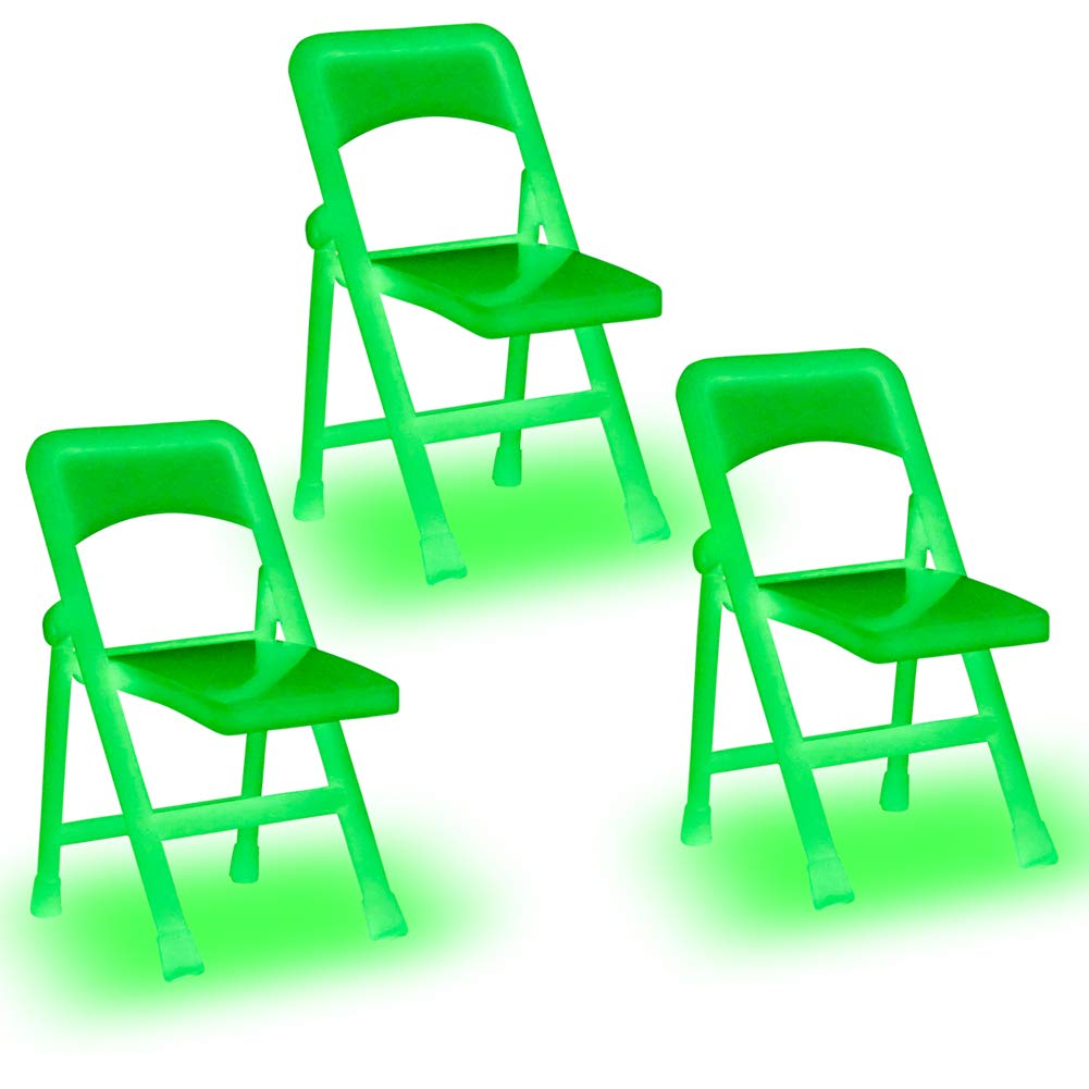 Set of 3 Glow in The Dark Folding Chairs for Wrestling Action Figures
