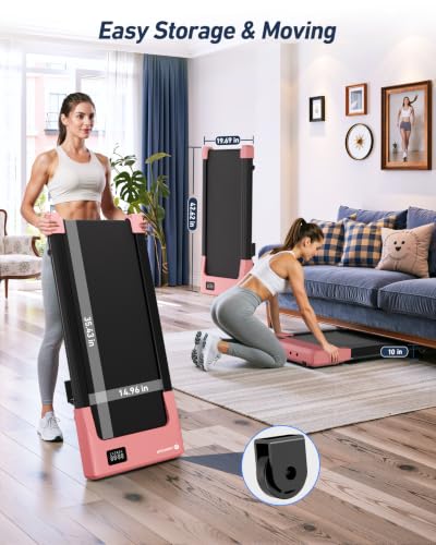 Image of DeerRun Under Desk Walking Pad Treadmill for Home Office & Small Spaces, 6% Manual Incline, 0.6-3.8 MPH Walking Speed, 2.5 HP, 300 lb Capacity, App & Remote Control