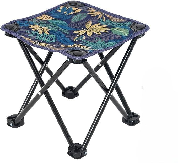 Image of Portable Folding Camping Stool, Tropical Leaf Print, Lightweight Outdoor Seat for Fishing, Hiking, Picnic,Stools