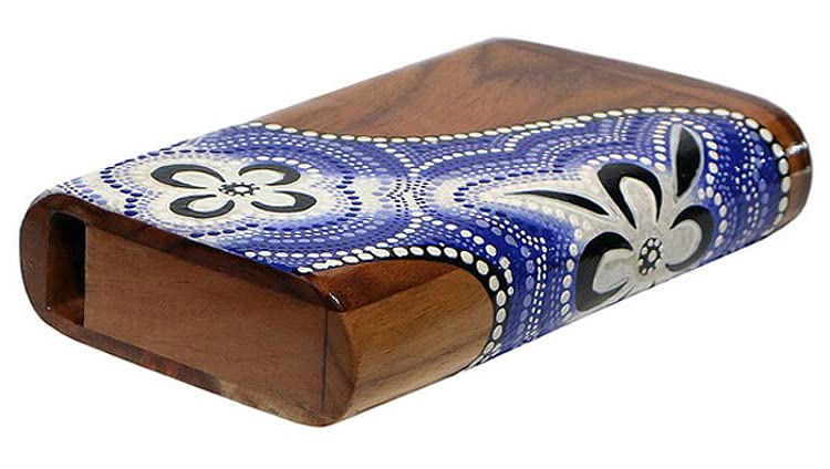 Wogeka - Mooie rechthoekige Didgeridoo - houtsnijwerk als cadeau-idee voor verjaardag Kerstmis voor wanddecoratie muziekinstrument handwerk (Did06b (blauw-witte bloem Wogeka - Mooie rechthoekige Didgeridoo - houtsnijwerk als cadeau-idee voor verjaardag Kerstmis voor wanddecoratie muziekinstrument handwerk (Did06b (blauw-witte bloem
