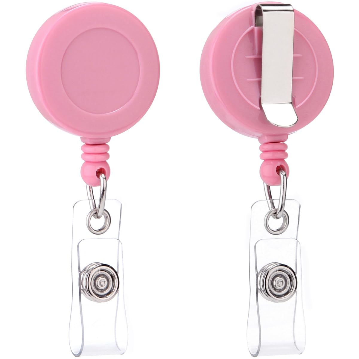 QREEL Carrete de insignia con clip para cinturón, clip retráctil para insignia, clip para tarjeta de identificación con cable retráctil de 29 pulgadas (rosa, paquete de 2)