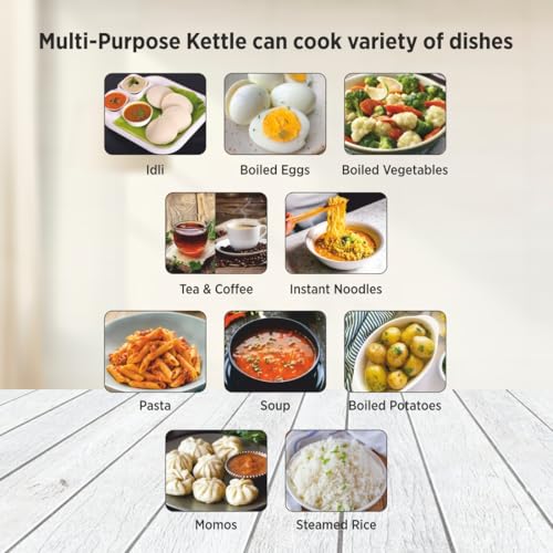 Image of BALTRA Multi-Kettle 1.2L Instacook | Adjustable Power Modes 600 W | 7 - Egg Tray, Idli Maker and Steamer | Stainless Steel | Automatic Overheat Protection | Multipurpose Kettle, 2 Year Warranty