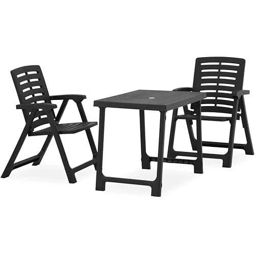 vidaXL 3 Piece Folding Bistro Set Plastic Gray
